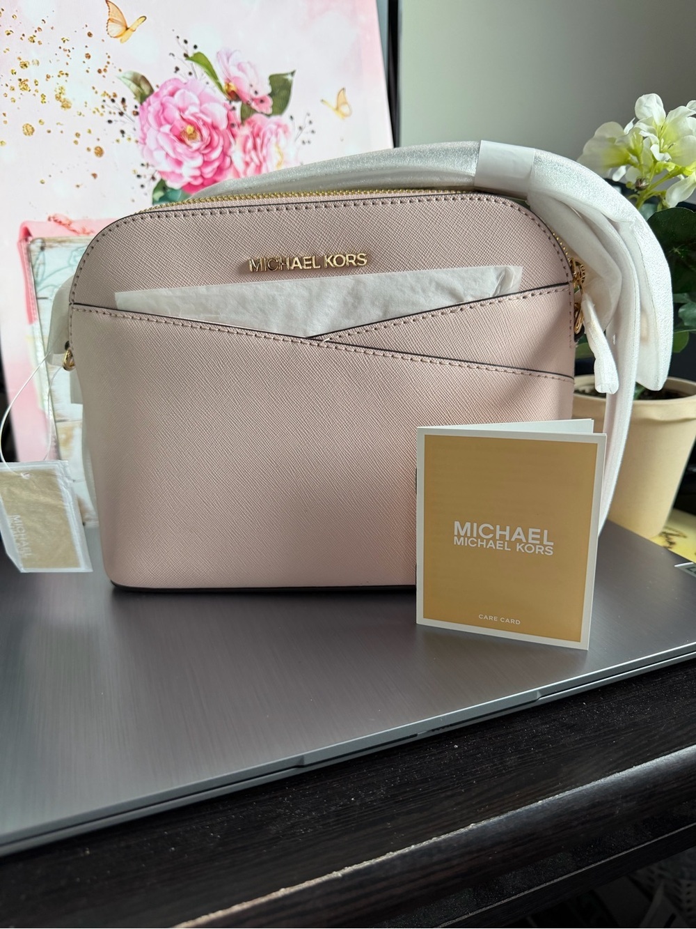 Michael Kors Pink Saffiano Crossbody Bag with Gold Hardware NWT